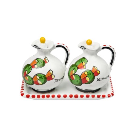 Set olio e aceto Fichi d'India Ceramiche De Simone Set olio e aceto Fichi d'India Ceramiche De Simone